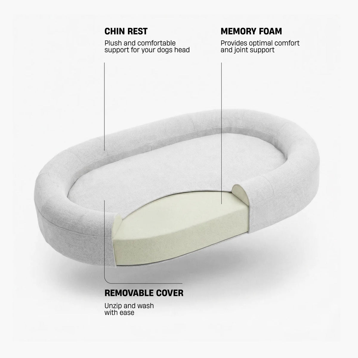 Chill Pill Memory Foam Dog Bed - Grey (Large)