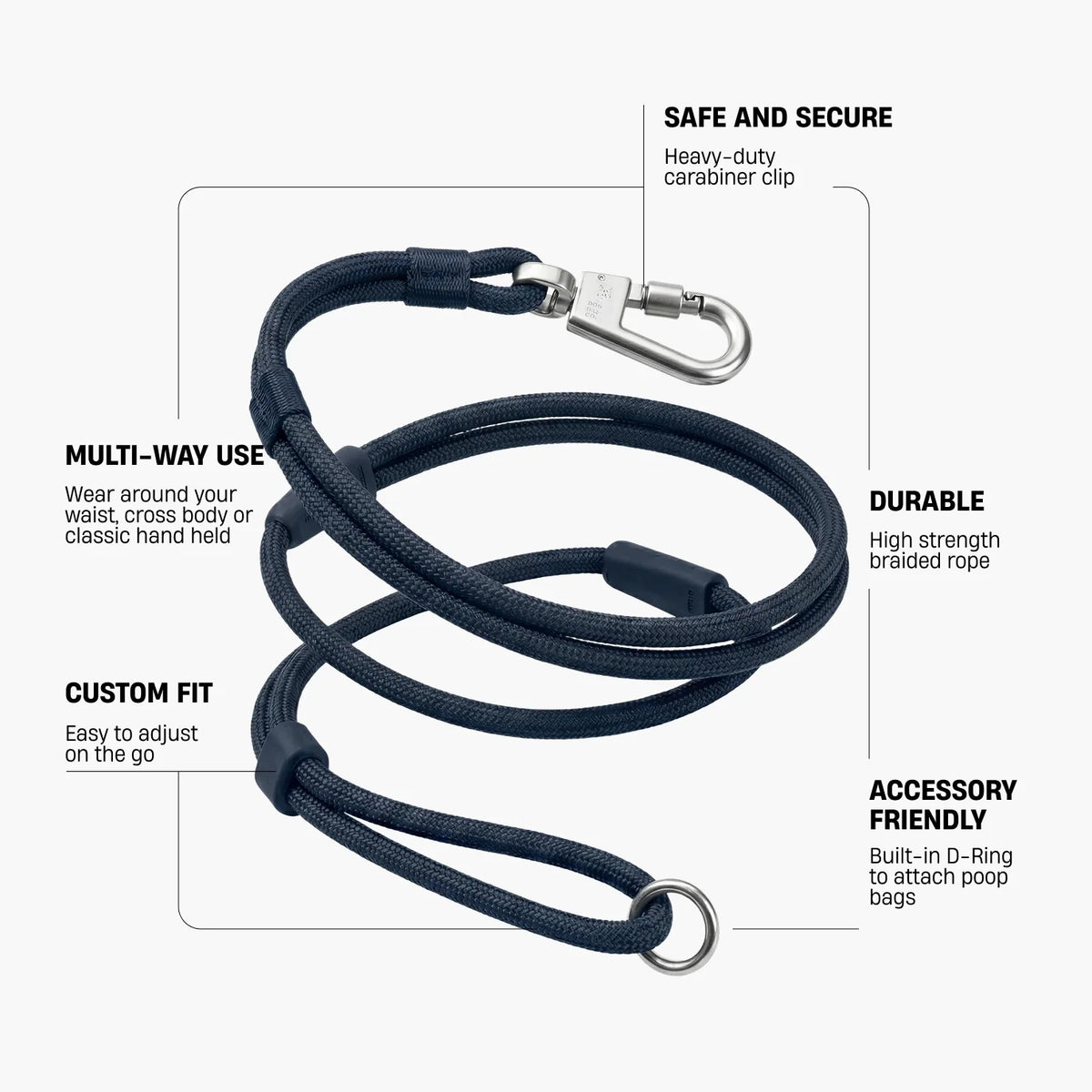Hands Free Leash - Navy Blue