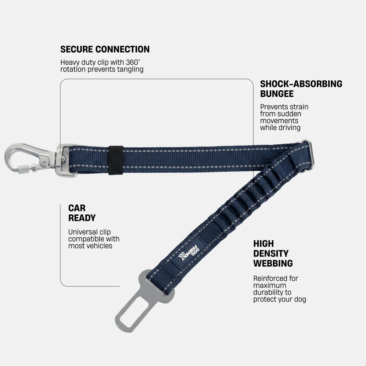 Dog Seat Belt - Navy Blue
