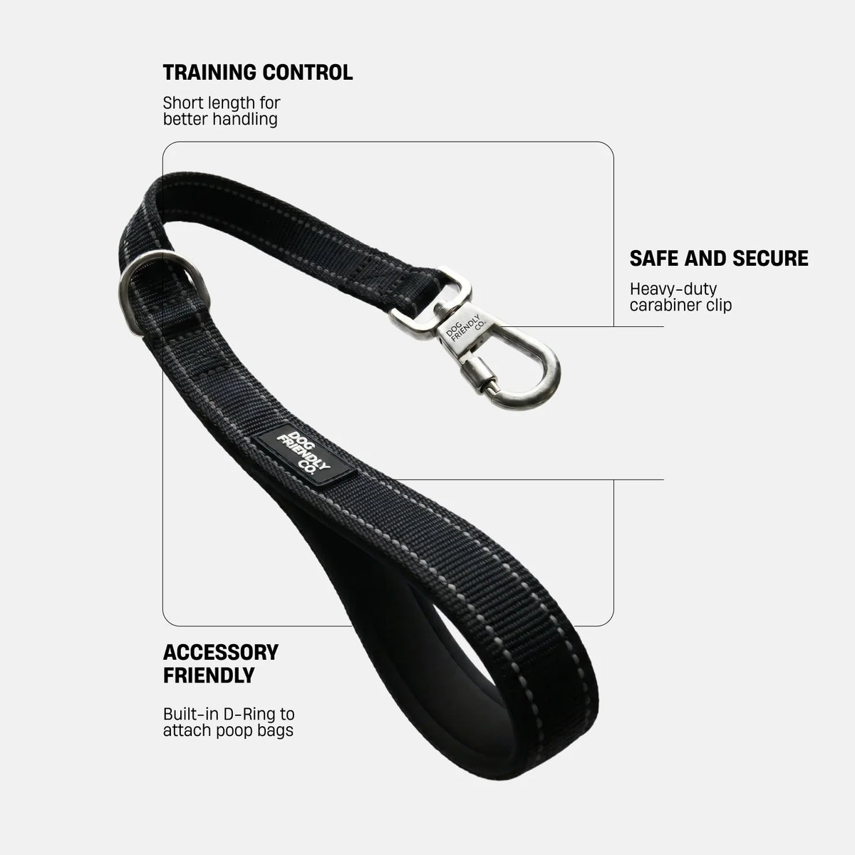 Short Trainer Dog Leash - Black