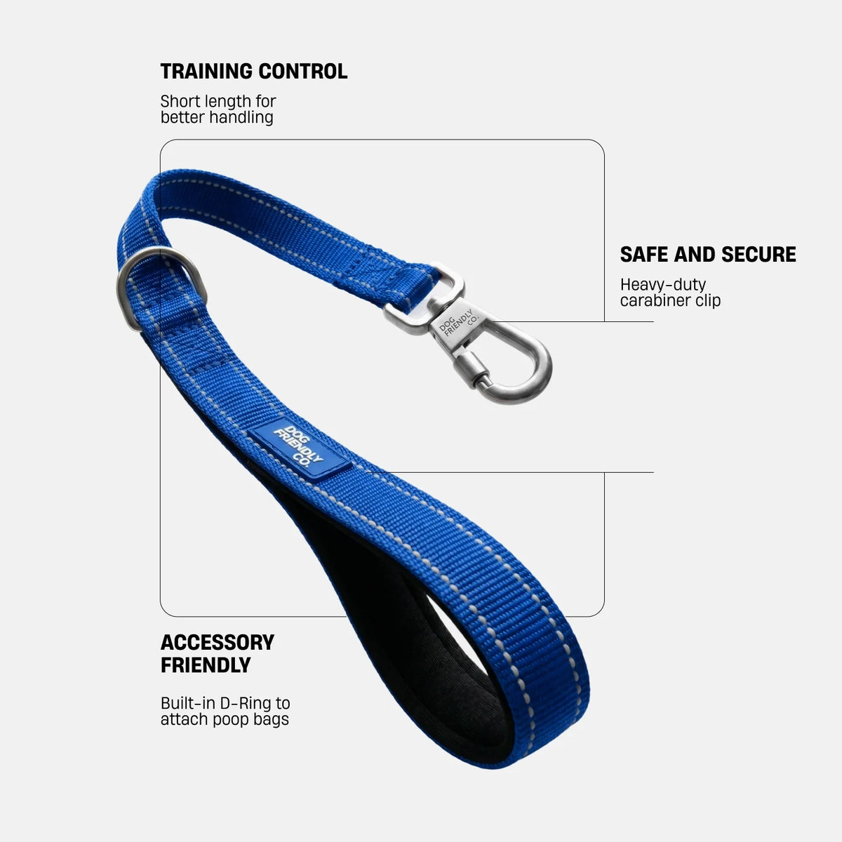 Short Trainer Dog Leash - Classic Blue
