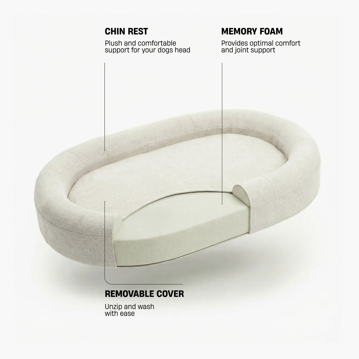 Chill Pill Memory Foam Dog Bed - Beige (Large)