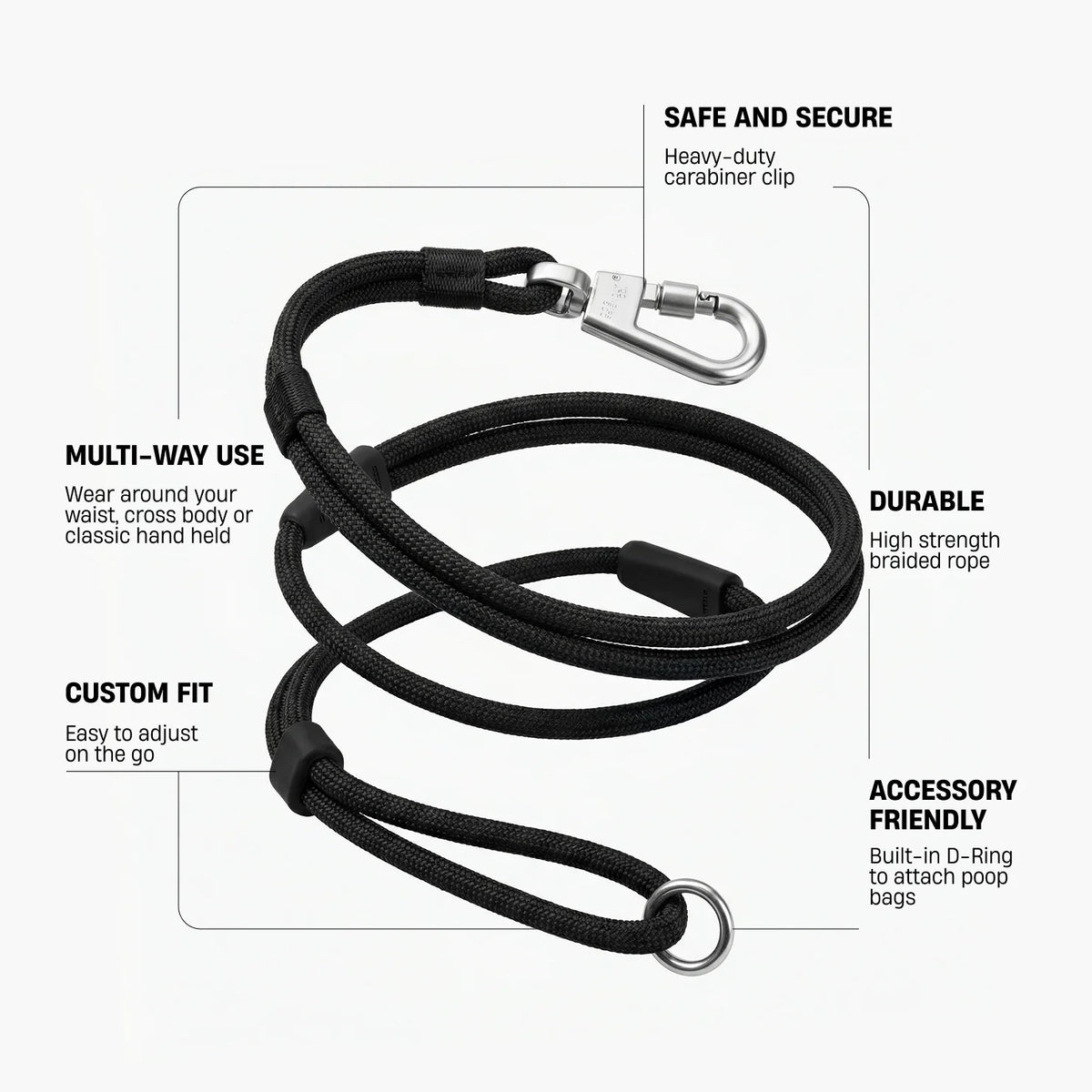 Hands Free Leash - Black