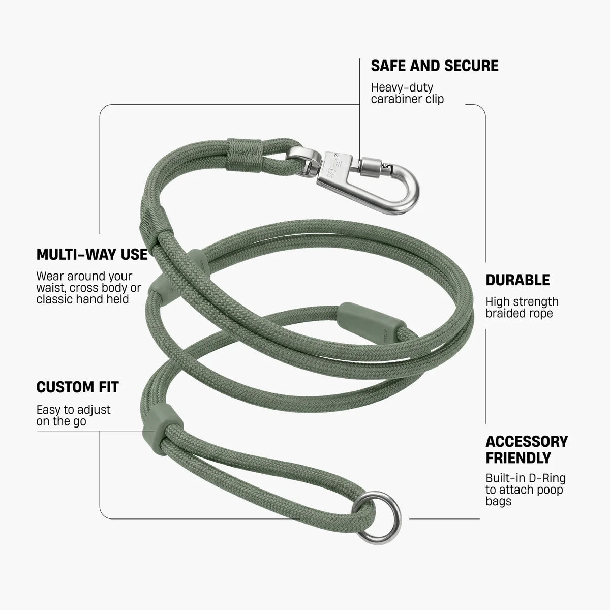 Hands Free Leash - Khaki