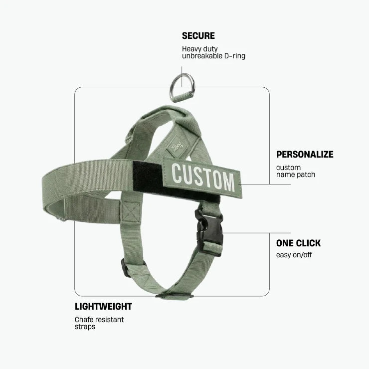 Personalised Dog Harness - Khaki