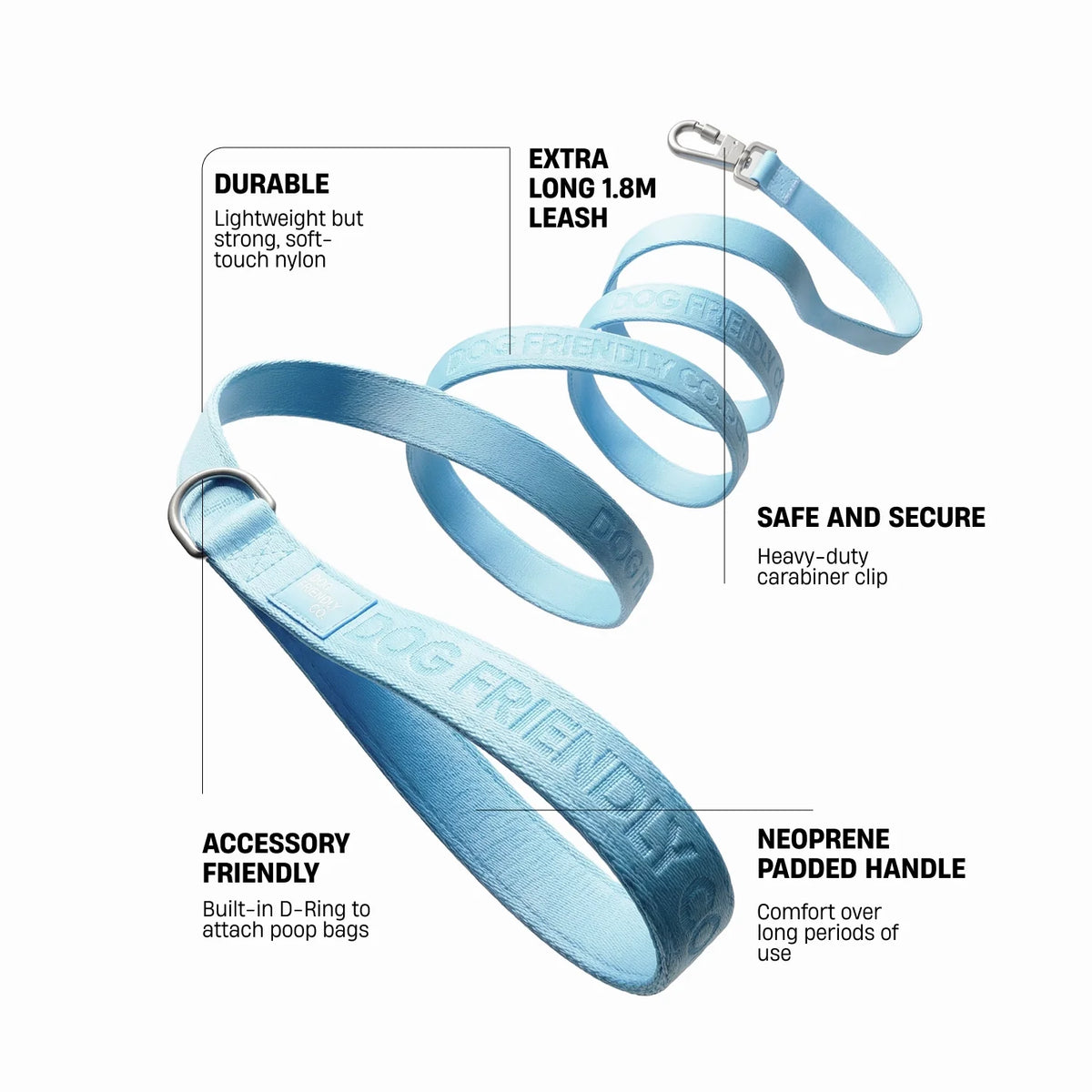 Long Dog Leash - Sky Blue