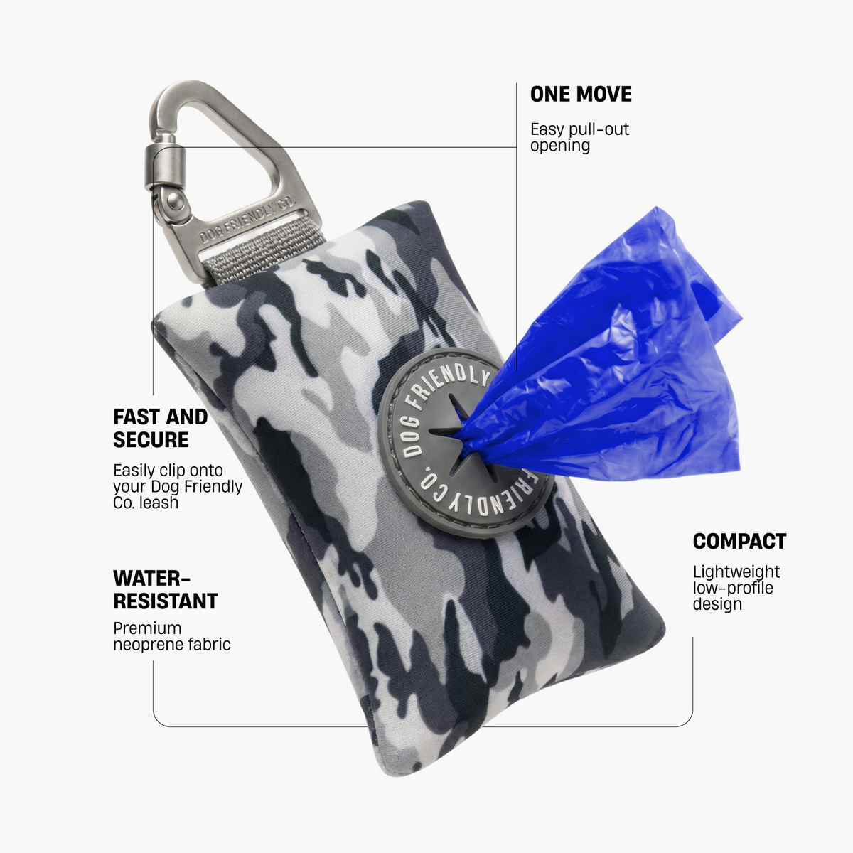 Dog Poop Bag Holder - Grey Camo