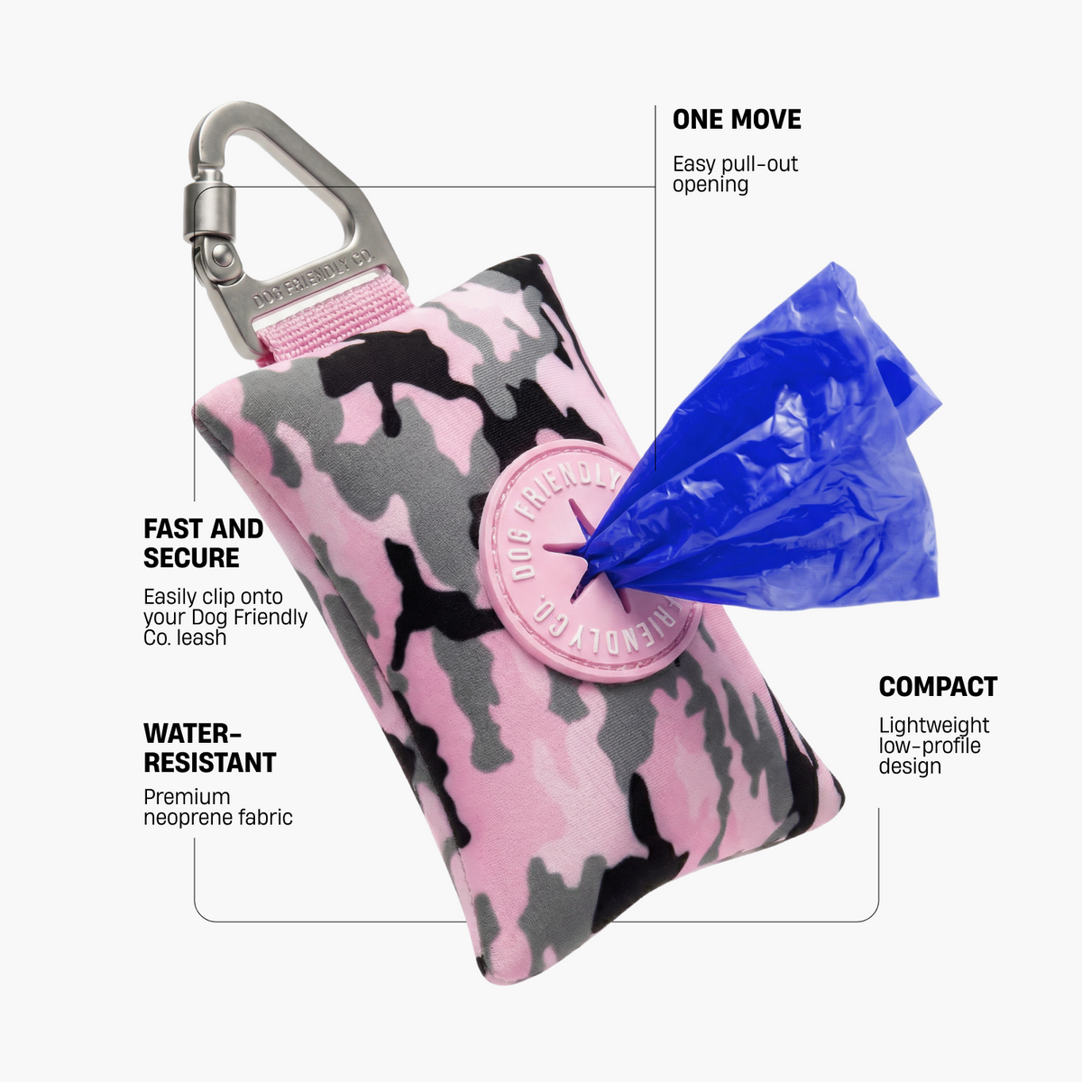 Dog Poop Bag Holder - Pink Camo