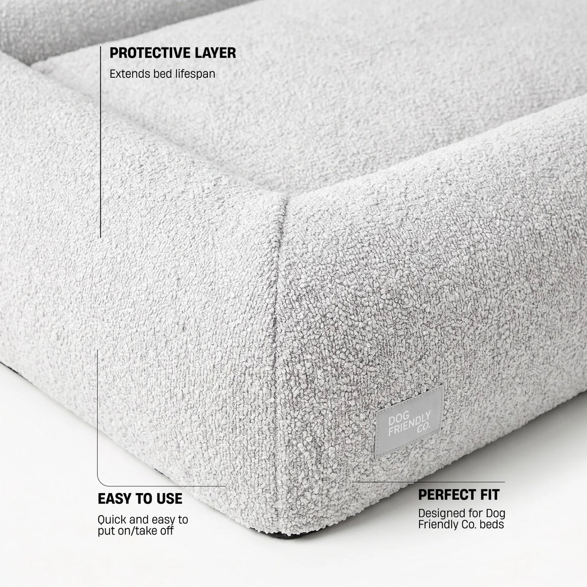 Bouclé Bed Replacement Cover - Grey Bouclé