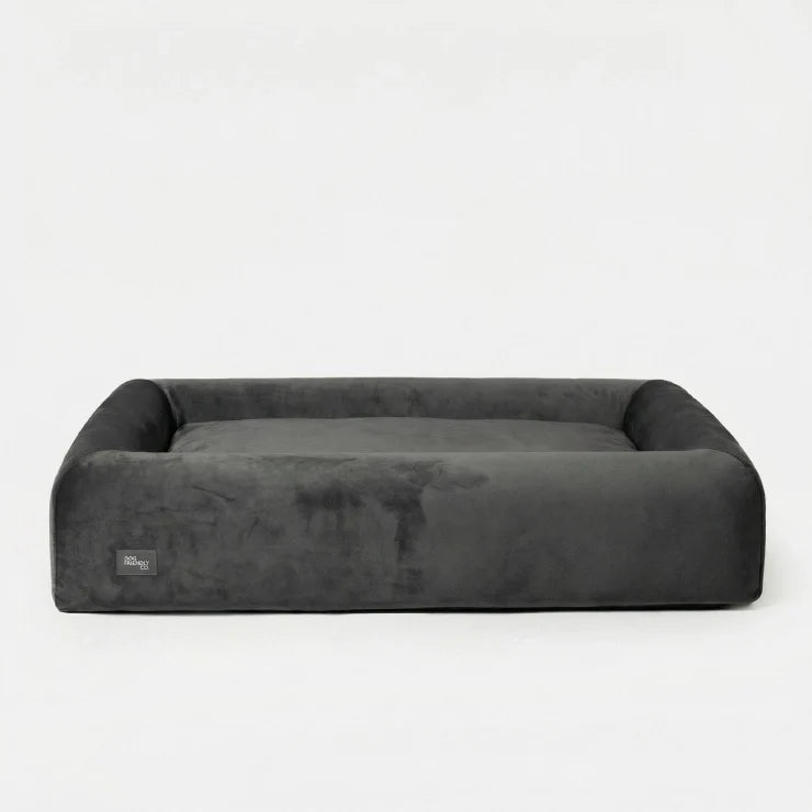 Velvet Easy Fit Dog Bed Cover - Charcoal