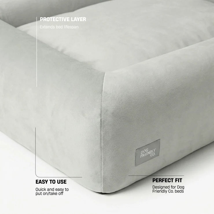 Velvet Easy Fit Dog Bed Cover - Grey