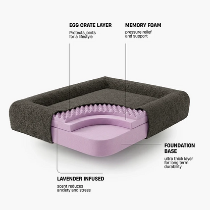 Premium Orthopedic Memory Foam Dog Bed - Brown Bouclé (Medium) (LP)