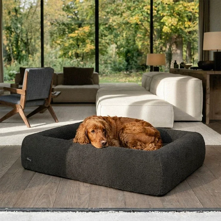Premium Orthopedic Memory Foam Dog Bed - Brown Bouclé (Large) (LP)