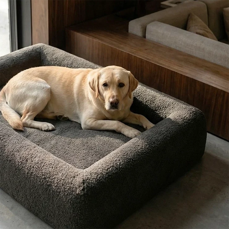 Premium Orthopedic Memory Foam Dog Bed - Brown Bouclé (Large) (LP)