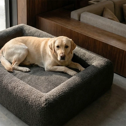 Premium Orthopedic Memory Foam Dog Bed - Brown Bouclé (Large) (LP)