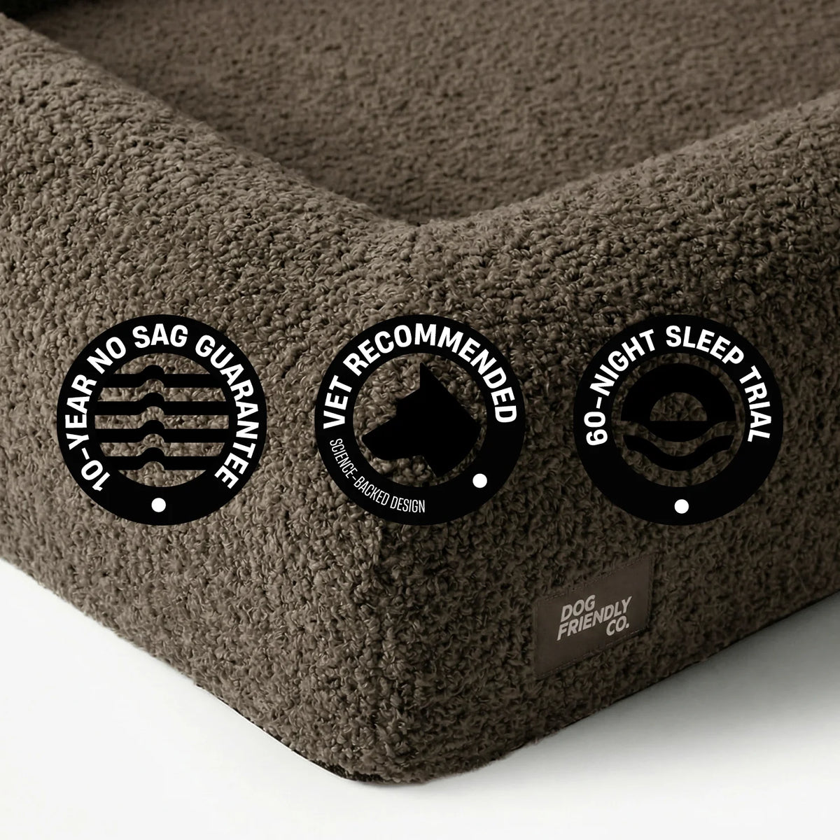 Premium Orthopedic Memory Foam Dog Bed - Brown Bouclé
