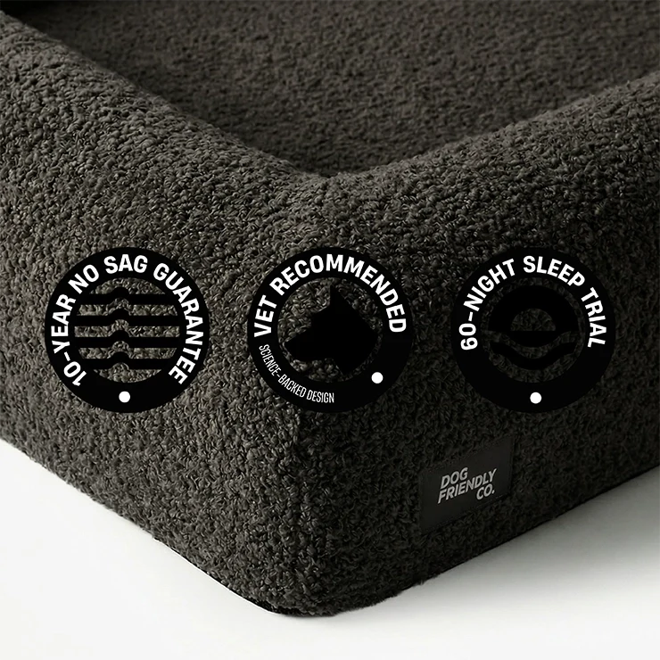 Premium Orthopedic Memory Foam Dog Bed - Brown Bouclé (Medium) (LP)