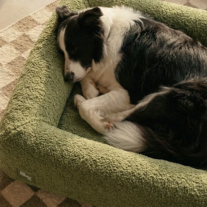 Premium Orthopedic Memory Foam Dog Bed - Green Bouclé (Large) (LP)