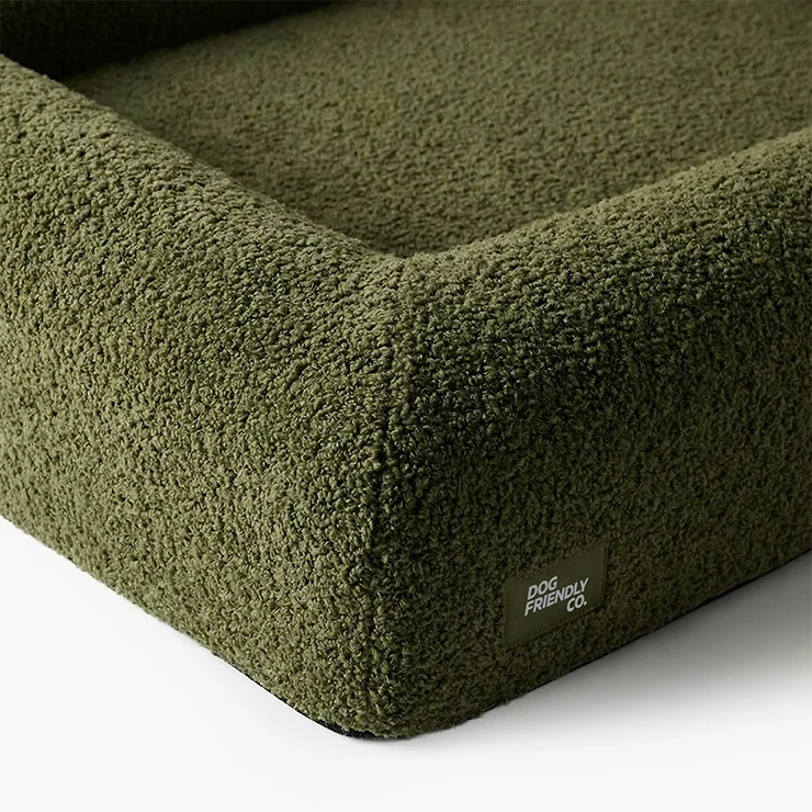 Premium Orthopedic Memory Foam Dog Bed - Green Bouclé (Large) (LP)