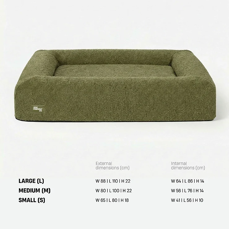 Premium Orthopedic Memory Foam Dog Bed - Green Bouclé (Large) (LP)