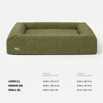Premium Orthopedic Memory Foam Dog Bed - Green Bouclé (Large) (LP)