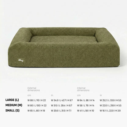 Premium Orthopedic Memory Foam Dog Bed - Green Bouclé