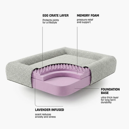 Premium Orthopedic Memory Foam Dog Bed - Grey Bouclé (Medium) (LP)