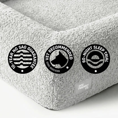 Premium Orthopedic Memory Foam Dog Bed - Grey Bouclé