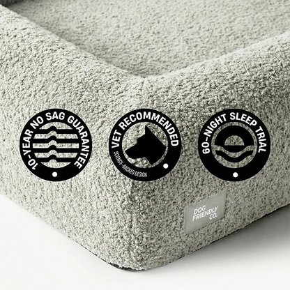 Premium Orthopedic Memory Foam Dog Bed - Grey Bouclé (Medium) (LP)
