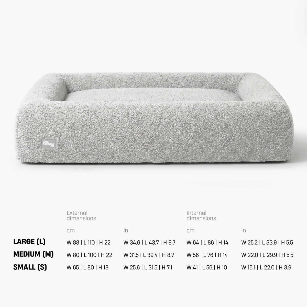 Premium Orthopedic Memory Foam Dog Bed - Grey Bouclé
