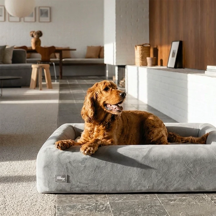 Premium Orthopedic Memory Foam Dog Bed - Grey (Large) (LP)