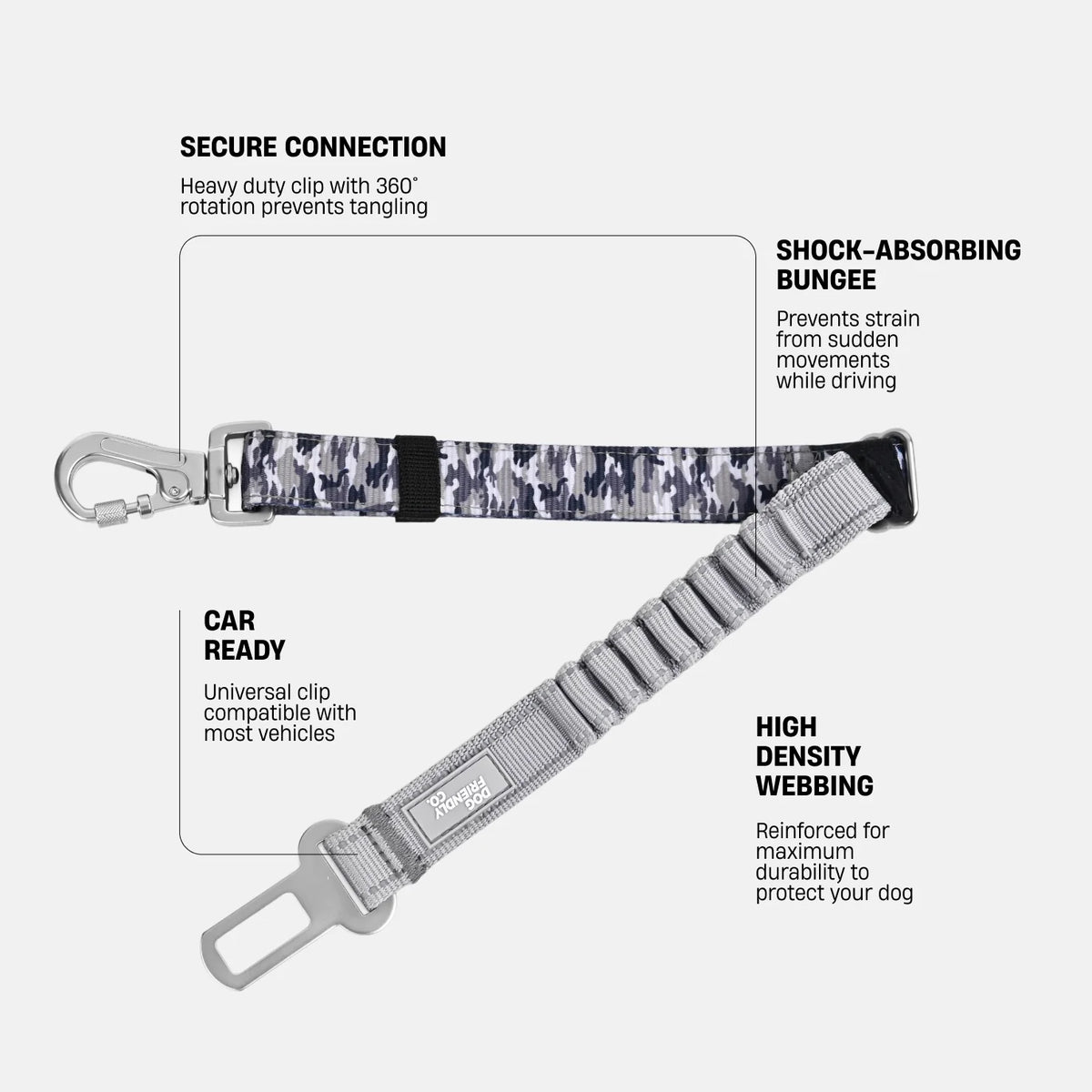 Dog Seat Belt - Grey Camo