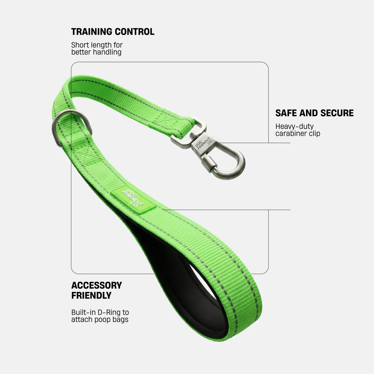Short Trainer Dog Leash - Neon Green