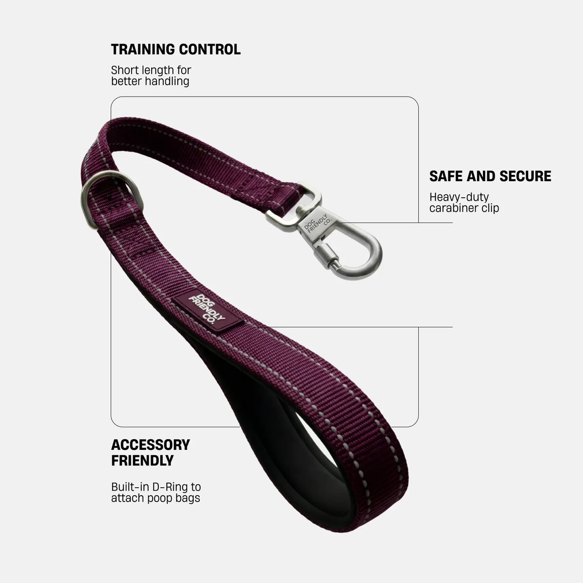 Short Trainer Dog Leash - Burgundy