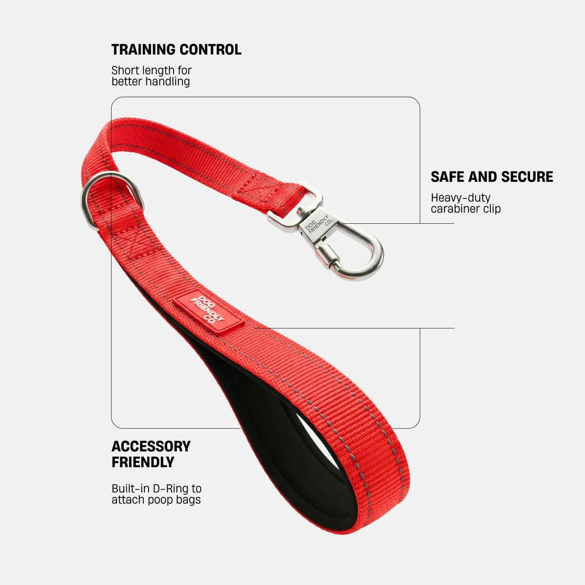 Short Trainer Dog Leash - Red